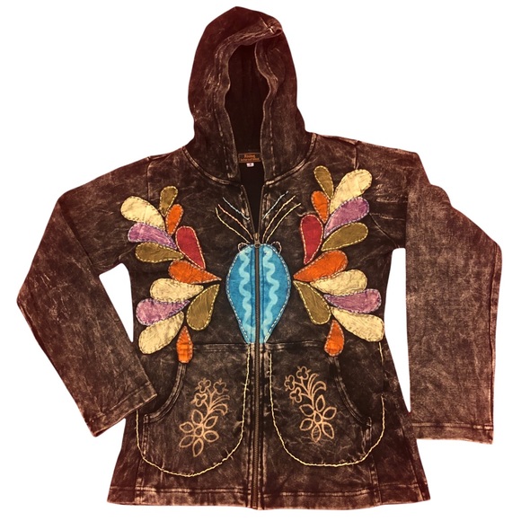 Rising International Jackets & Blazers - Women’s M Rising International hooded LS sweatshirt with flowers